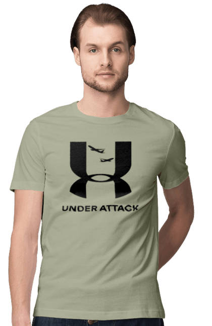 Футболка чоловіча з принтом "Under Attack black". Андер армор, бренди, гумор, приколи, прикольні, ундер армор. 2070702