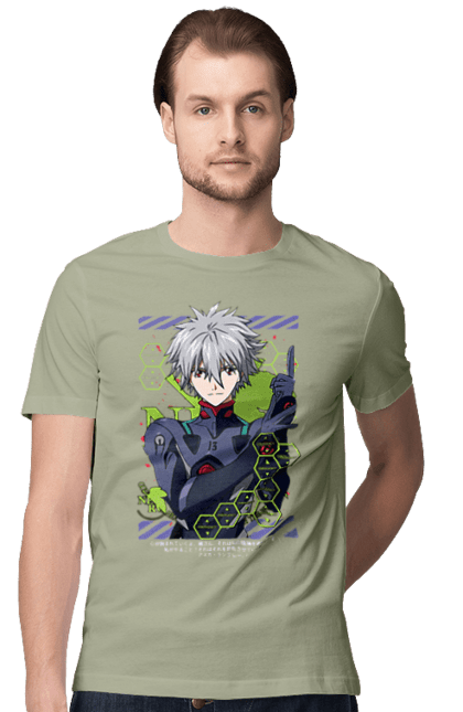 Men's t-shirt with prints Evangelion Kaworu. Anime, evangelion, eve, kaworu, kaworu nagisa, manga, neon genesis evangelion, nerve, tv series. 2070702