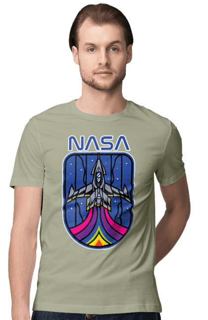 Men's t-shirt with prints NASA. Aeronautics, astronautics, aviation, nasa, research, rocket, science, space, technologies, usa. 2070702