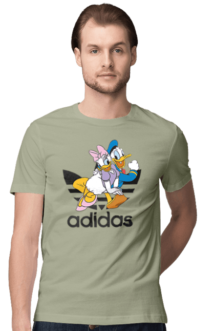 Футболка мужская с принтом Adidas Дональд Дак. Adidas, daisy duck, donald duck, адидас, дейзи дак, дональд дак, мультсериал, мультфильм. 2070702