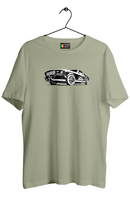 Футболка чоловіча з принтом "Автомобіль". Автомобіль, америка, мустанг, потужний, форд, форсаж. 2070702