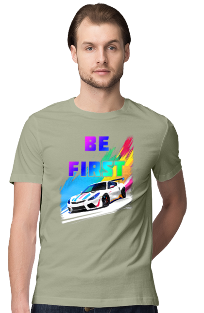 Футболка чоловіча з принтом "Гонка". Автомобільний, гонка, спортивна машина, спортивний автомобіль. 2070702