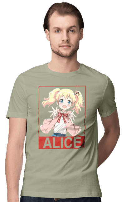 Футболка чоловіча з принтом "Золота мозаїка Аліса Картелет". Alice cartelet, anime, kiniro mosaic, kinmoza, manga, аліса, аліса картелет, аніме, золота мозаїка, манга. 2070702