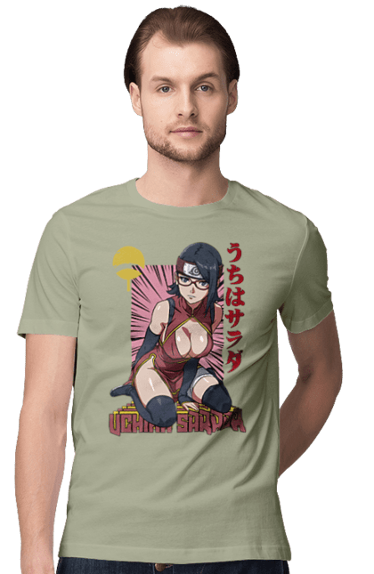 Men's t-shirt with prints Boruto Sarada Uchiha. Anime, boruto, manga, sarada uchiha, tv series, uchiha. 2070702