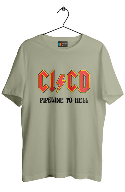 Футболка чоловіча з принтом "CI/CD pipeline to hell". Cicd, cicd pipeline, devops, pipeline, інженер, програмне забезпечення, програмування, розробка, розробка по. 2070702