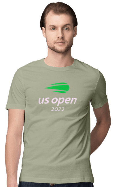 Футболка чоловіча з принтом "Тенісний турнір US Open 2022". Великий теніс, відкритий чемпіонат, гравці, м`яч, нью йорк, призовий фонд, ракетка, турнірна сітка, хард, чемпіонат америки. 2070702