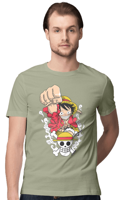 Men's t-shirt with prints One Piece Luffy. Anime, luffy, manga, monkey de luffy, one piece, pirates. 2070702