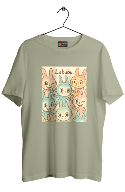 Men`s t-shirt with prints Labubu. Cartoon style, charming, designcharacter, grailivo, kawaii, labubu, lower shades, my art, no turbo, pastel flowers. 2070702
