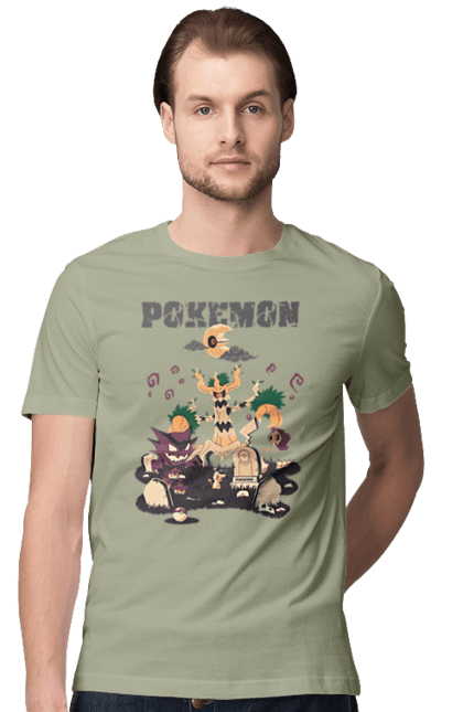 Men's t-shirt with prints Pokemon. Anime, fushigibana, games, gengar, nintendo, pokemon, pokemon go. 2070702