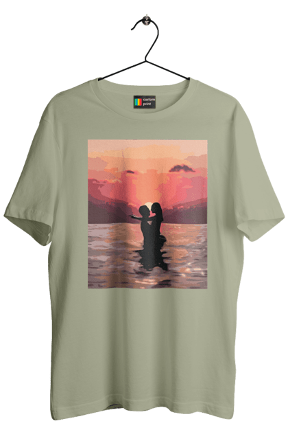 Футболка чоловіча з принтом "Секс у заході сонця". Захід сонця, природа та любов, секс на морі, секс та природа. 2070702