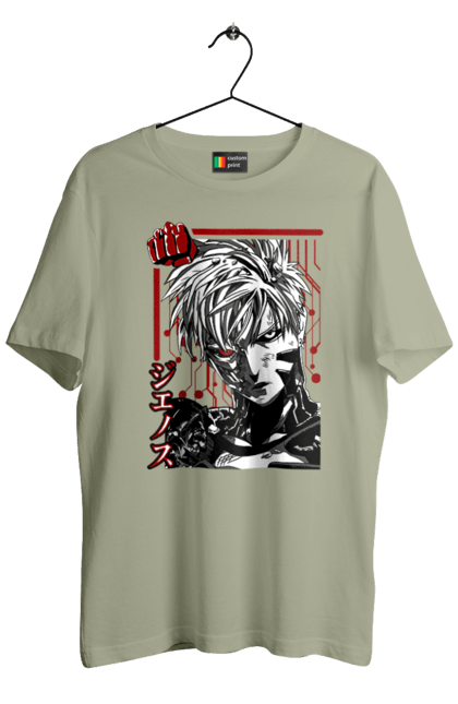 Men's t-shirt with prints One Punch Man Genos. Anime, comedy, cyborg, demon, demon cyborg, genos, manga, one punch man, parody, superheroes. 2070702