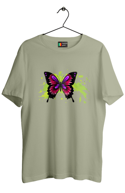 Men`s t-shirt with prints Pink Butterfly. Butterfly. 2070702