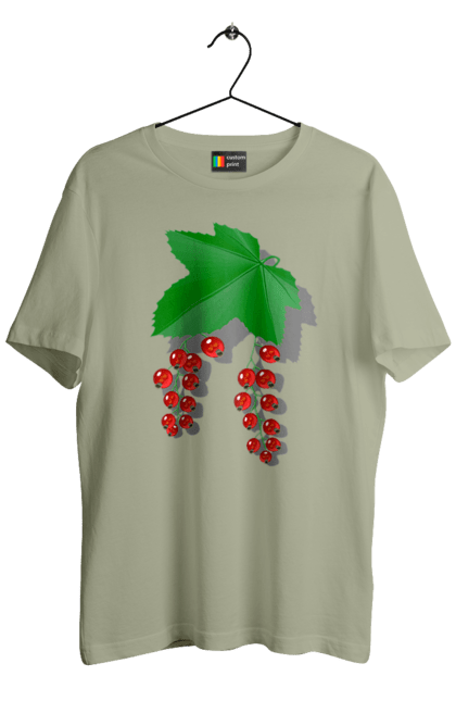 Футболка чоловіча з принтом "Порічки Червоні". Делікатес, зріла, їжа, листя, літо, порічки, порічки червоні, смачно, смородина, стигла, урожай, червона, червона смородина, ягідка, ягода, ягоди. 2070702