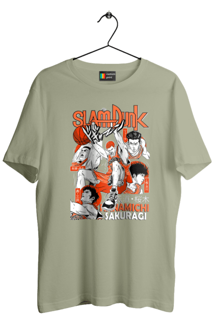 Футболка чоловіча з принтом "Слем данк Сакурагі Ханамічі". Hanamichi sakuragi, slam dunk, аніме, баскетбол, манга, сакурагі ханамічі, слем-данк, спокон, спортивне аніме, сьонен. 2070702