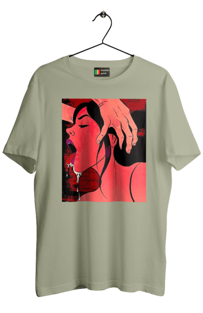 Футболка чоловіча з принтом "Дівчина Смокче Зі Слиною". Секс, смоктати. 2070702