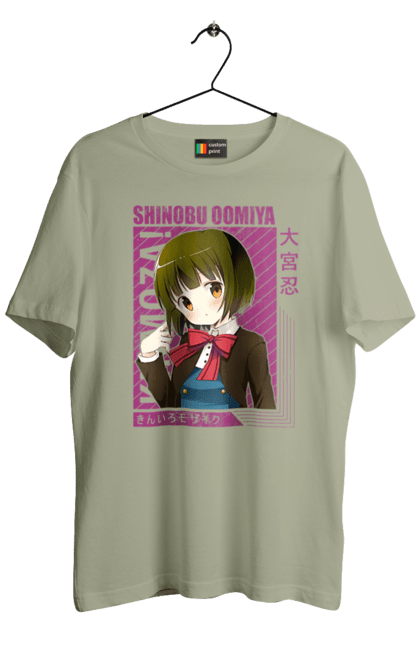 Men's t-shirt with prints Kiniro Mosaic Shinobu Omiya. Anime, gold mosaic, kiniro mosaic, kinmoza, manga, shinobu, shinobu omiya. 2070702