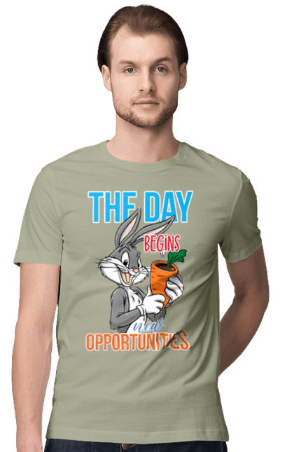 Men's t-shirt with prints Bugs Bunny. Bugs bunny, cartoon, looney tunes, merrie melodies. 2070702