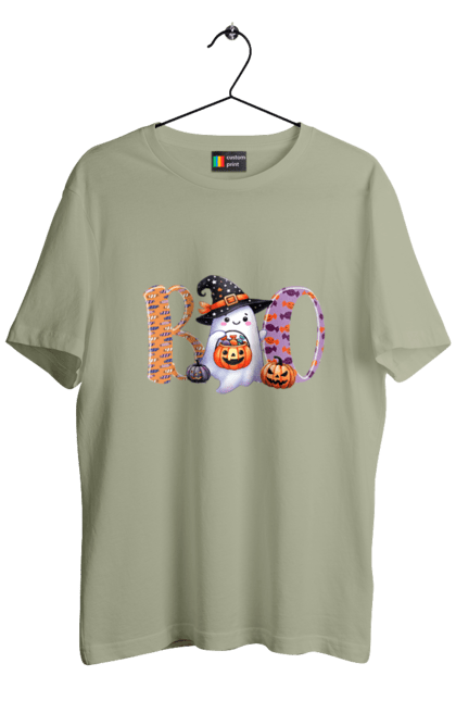 Men's t-shirt with prints Halloween Ghost. Costume, ghost, halloween, holiday, october, october 31, scary, sweets, trick or treat. 2070702