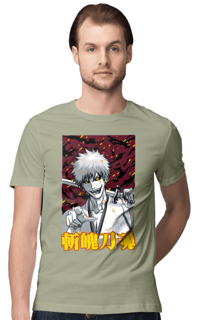 Футболка мужская с принтом Блич Ичиго Куросаки. Anime, bleach, ichigo kurosaki, manga, аниме, блич, ичиго, ичиго куросаки, манга. 2070702