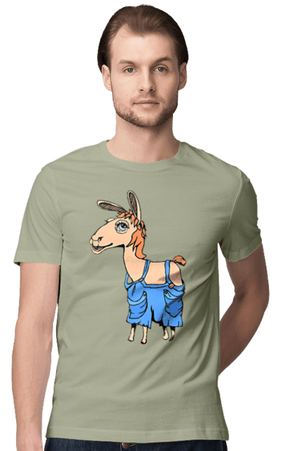 Футболка чоловіча з принтом "Лама В Комбінезоні". Комбінезон, лама. 2070702