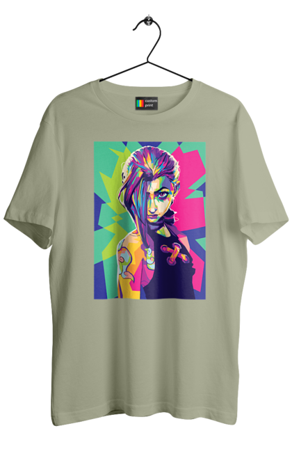 Men's t-shirt with prints Arcane. Animated series, arcane, fantasy, fortiche, jinx, league of legends, riot games, wai. 2070702