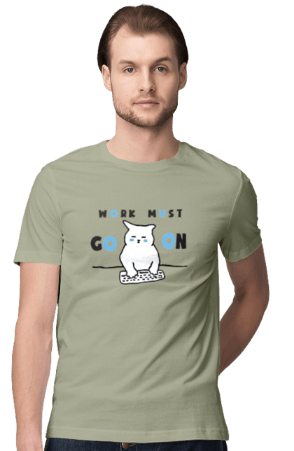 Футболка чоловіча з принтом "Робота не вовк". Айті, кіт, коти, котики, робота. 2070702
