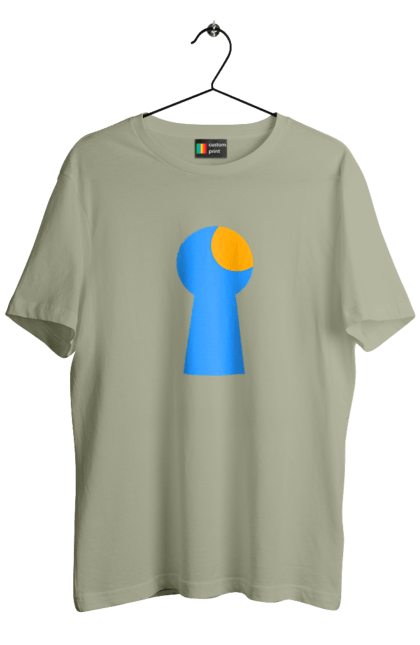 Men`s t-shirt with prints Замочная скважина. Castle, cleft, door, interest, key, light through, open the door, well. 2070702