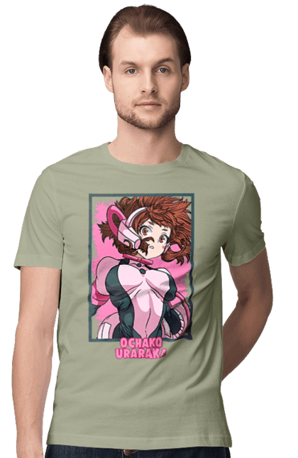 Футболка чоловіча з принтом "Моя академія героїв Урарака". My hero academia, ochako, uraraka, uraraka ochako, академія юей, аніме, манга, моя геройська академія, очако урарака, урарака. 2070702