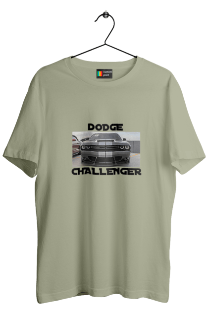 Футболка чоловіча з принтом "Додж челенджер". Автомобіль, американська легенда, додж челенджер, культове авто, масл кар, потужний автомобіль. 2070702