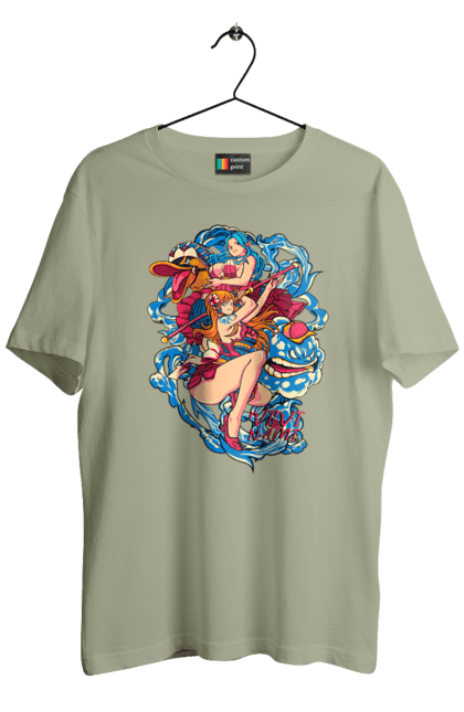 Men's t-shirt with prints One Piece Nami. Anime, cat burglar, manga, nami, one piece, straw hat pirates. 2070702