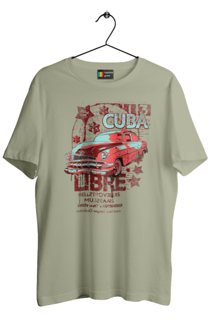 Футболка чоловіча з принтом "Куба, Машина". Куба, машина, ретро. 2070702