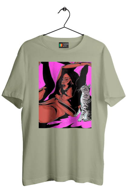 Футболка чоловіча з принтом "Дівчина Отримує Задоволення". Гола, задоволення, кішка, пристрасть. 2070702