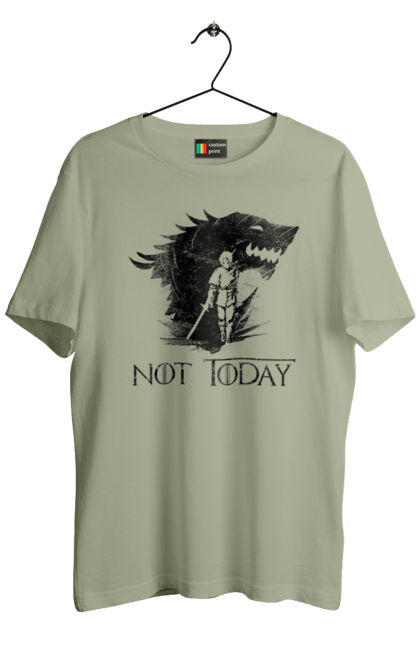 Men's t-shirt with prints Game of Thrones Arya. Arya, game, got, not today, stark, starks, thrones, tv show, wolf, wolves. 2070702