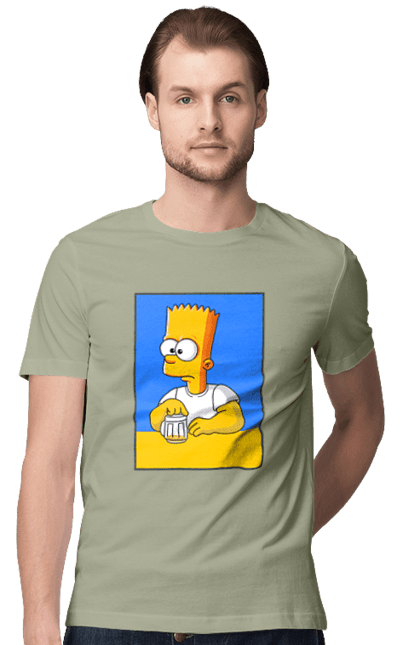 Футболка чоловіча з принтом "Барт любитель пива". Барт, барт сімпсон, мультперсонажі, мультфільми, сімпсони, український прапор. 2070702