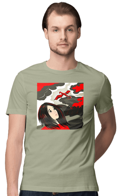 Men's t-shirt with prints Girl and dragon. Dragon, fantasy, romance, young woman. 2070702