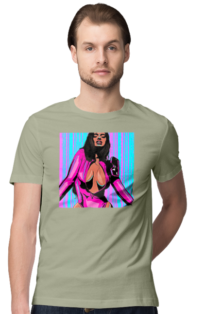 Футболка чоловіча з принтом "Дівчина З Глибоким Декольте". Гола, дівчина, сиськи. 2070702