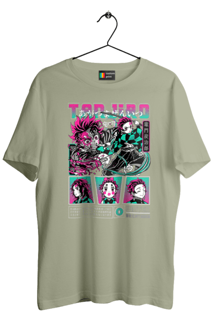 Men's t-shirt with prints Demon Slayer Tanjiro. Anime, demon slayer, kamado tanjiro, manga, tanjiro. 2070702