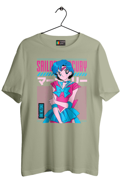 Футболка мужская с принтом Сейлор Мун Меркурий. Ami mizuno, sailor mercury, sailor moon, ами мидзуно, аниме, драма, махо-сёдзё, сейлор мун, сериал\. 2070702