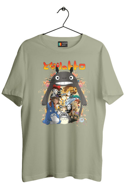 Men's t-shirt with prints Totoro. Adventures, anime, comedy drama, fantasy, film, my neighbor totoro, tv series. 2070702