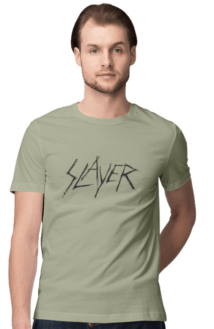 Футболка мужская с принтом Slayer. Slayer, грув-метал, група, метал група, музыка, ню-метал, спид-метал, трэш-метал, череп. 2070702