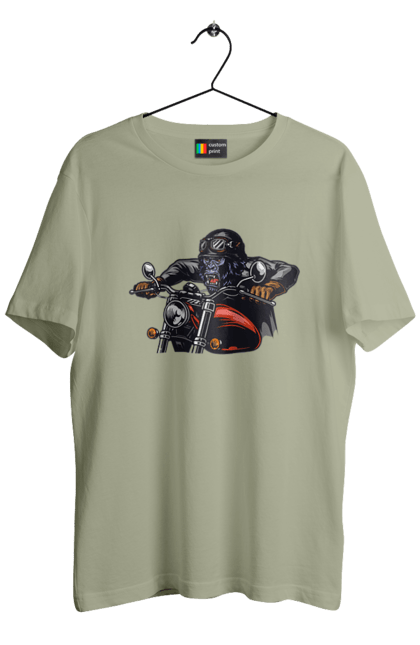 Men`s t-shirt with prints Gorilla On A Moped. Gorilla, moped, speed. 2070702