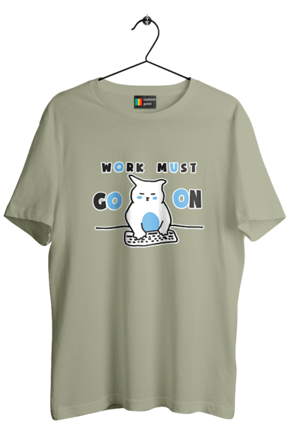 Футболка чоловіча з принтом "Робота не вовк". Айті, кіт, коти, котики, робота. 2070702