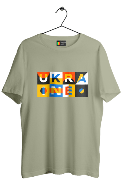 Футболка чоловіча з принтом "Україна". Напис україна, символ україни, текст україна, україна. 2070702