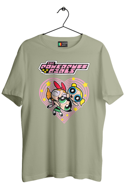 Men's t-shirt with prints Powerpuff Girls. Animated series, blossom, bubbles, buttercup, cartoon network, cool girls, heart, powerpuff girls. 2070702