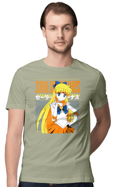 Футболка мужская с принтом Сейлор Венера. Minako aino, sailor moon, sailor venus, аниме, драма, махо-сёдзё, минако айно, сейлор венера, сейлор мун, сериал. 2070702