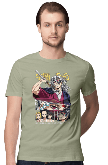 Men's t-shirt with prints Demon Slayer Tengen. Anime, demon slayer, kimetsu no yaiba, manga, serial, tengen, tengen uzui, uzui. 2070702