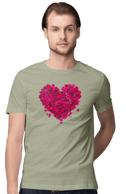 Футболка чоловіча з принтом "Серце З Пелюсток Троянди". Пелюстки, серце, троянда. 2070702