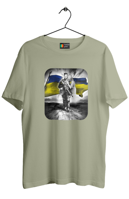 Футболка чоловіча з принтом "Захисник України". Дівчина, захисник, прапор, прапор україни, символіка, сиьволіка, україна. 2070702