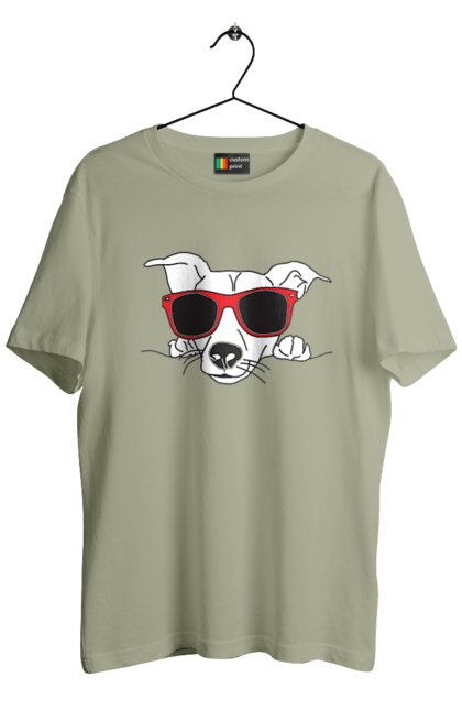 Men`s t-shirt with prints The Dog Peeks Out. Dog, glasses, peep out. 2070702