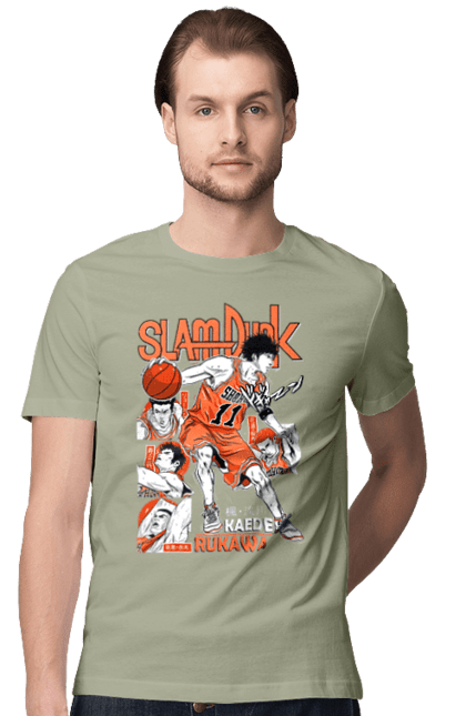 Men's t-shirt with prints Slam Dunk Kaede Rukawa. Anime, basketball, comedy, kaede rukawa, manga, school, shonen, slam dunk, sports anime. 2070702